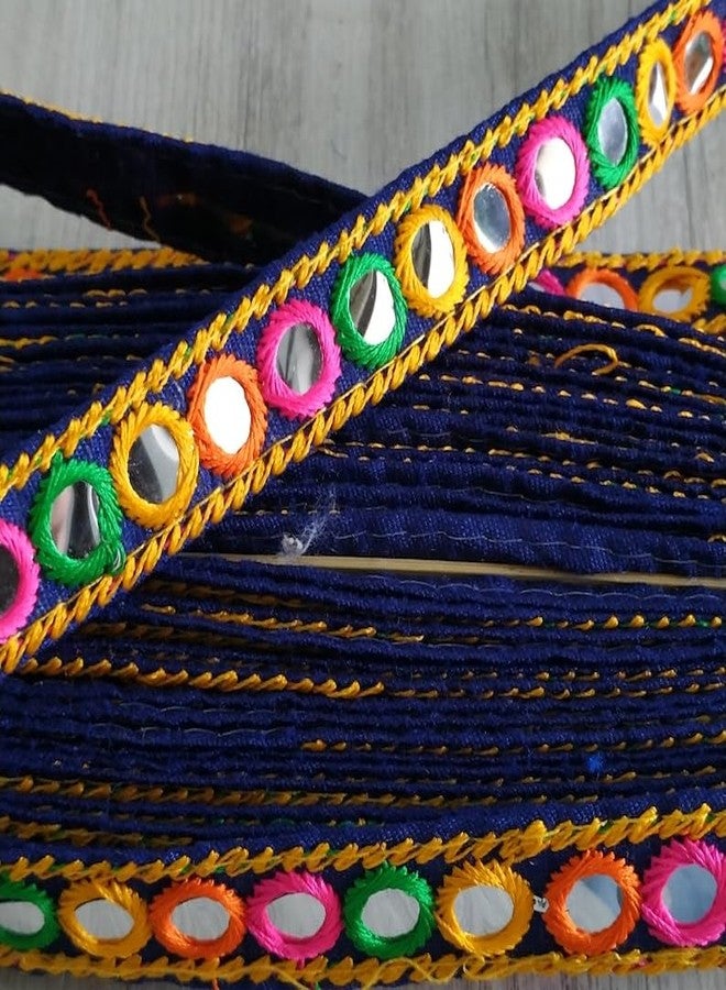 PREMDAS LACES Premdas lace Multicolor Banjara Trims, Embroidery Multicolor Banjara Sewing lace, for Junk journals, Scrapbooking,Art Craft Project,Thread Work Sari Trim Multicolour 9mter (Blue) - Image 2